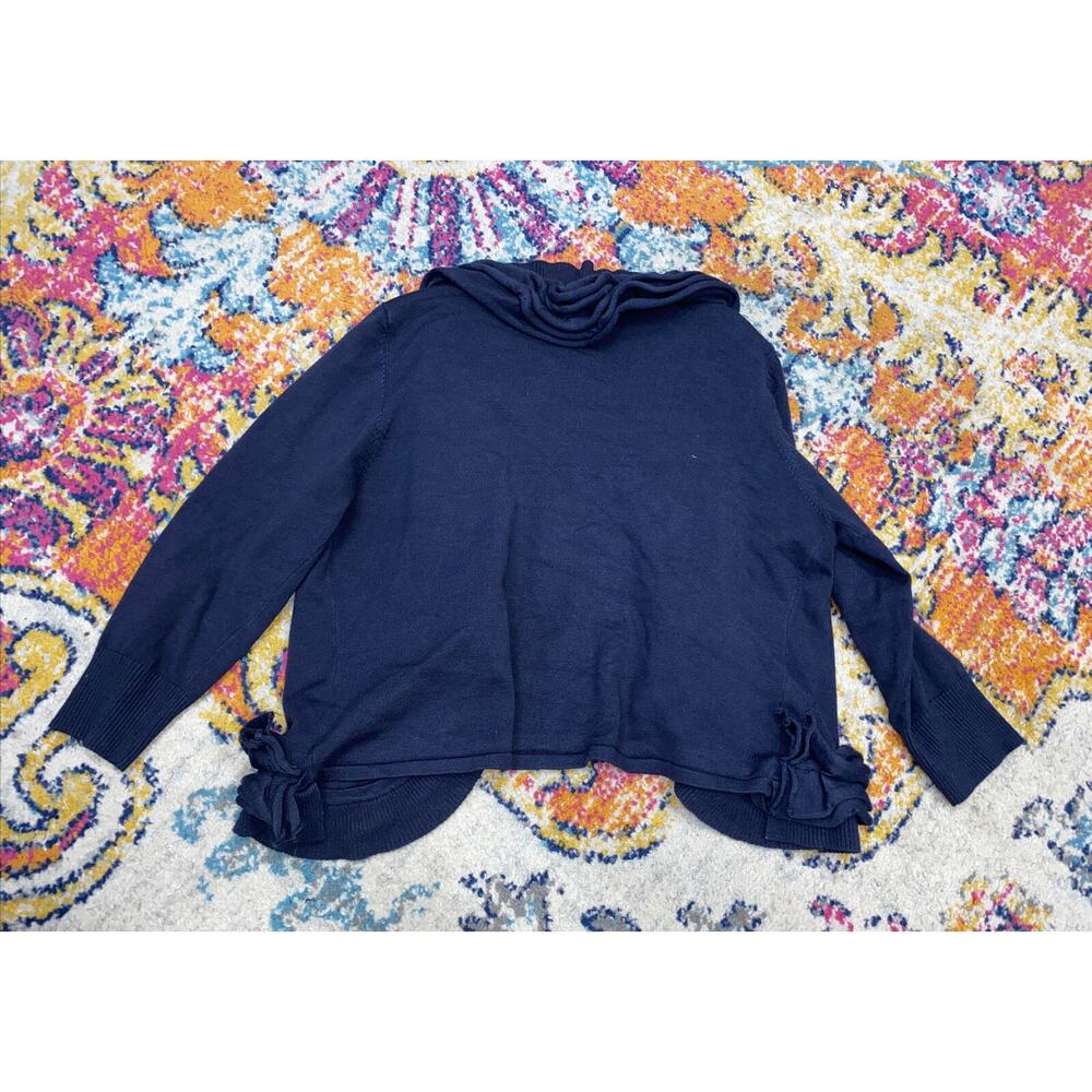 Mosca Cardigan, Solid Blue, Size Small, Ruffle Ty… - image 4
